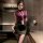 Woman in purple top and black pencil skirt, holding folder, wearing pure & seductive lingerie set - modest yet sexy secretary...