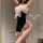 Model wearing pure & seductive lingerie set - modest yet sexy maid outfit, jk-style sleepwear with no-remove design.