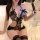 Woman wearing pure & seductive lingerie set - modest yet sexy no-remove sleepwear, busty milkmaid style nightwear with floral...