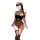 Woman wearing black polka dot lingerie set with sheer bodysuit, lace details, and thigh-high stockings. pure & seductive q-qn...