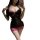 Woman in black and pink lace lingerie set, featuring a sheer bodice and matching shorts, styled as naughty secretary sleepwea...