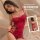 Sexy and elegant elegance: red transparent lingerie set for women, perfect for playful sleepwear and roleplay costume