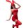 Woman in red lace bodysuit with bunny ears, high-waisted skirt, and thigh-high stockings — pure & seductive lingerie set.