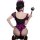 Sexy maid costume set featuring black and purple design, romantic lingerie with removable elements, perfect for couples.