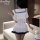 A woman models a white huanqing student role play lingerie set, featuring a cute jk style with ruffled details and sailor col...