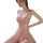 Woman wearing pink lace mesh slip lingerie, sheer design with floral details, elegant and seductive style for small bust.