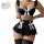 Pure & spicy womens summer lingerie set featuring a black bralette with white bows and matching lace skirt, perfect for adult...