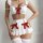 White lace bikini set with red bows, featuring sexy design and lace details, perfect for summer sleepwear.