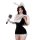 Sexy ol style sleepwear set for small bust women featuring a black lace bodysuit with bunny ears and gloves, perfect for adul...