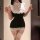 Sexy black mini dress with lace collar and ruffles, perfect for a no-undress secretary look. ideal for intimate moments or be...