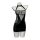 Black sheer lace bodysuit with halter neck and open back, displayed on a mannequin.