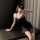 Sexy black lace sleep dress with halter neck design, featuring a sensual cutout back and elegant eye mask detail, perfect for...