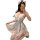 A woman poses in a luxurious lace sleep dress featuring a deep v neckline and playful cat ears, perfect for elegant nightwear...