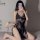 Pure temptation lingerie sleepwear set - seductive midnight bedroom outfit for small bust women, featuring intricate lace des...