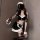 Sexy maid costume featuring sheer mesh dress and black stockings, perfect for role play and intimate moments.