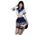 Woman modeling pure & tempting jk uniform set - sailor style erotic lingerie outfit with crop top, pleated skirt, and lace st...