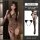 Woman modeling leopard print bodysuit set with cat ears and garter stockings.