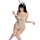 Woman wearing white bunny girl lingerie set with lace, bow headband, garters, and open-crotch design for sleepwear.