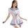 A stylish sailor uniform set featuring a white crop top with navy trim and matching pleated skirt, perfect for role play or c...