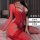 Sexy red lace bodysuit with mesh details, bondage-inspired design, pleasing outfit for women