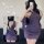 Purple lace cheongsam dress for women, sexy bodycon silk feel, flirty party outfit with shawl.