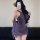 Purple lace cheongsam dress with fringed shawl, bodycon fit, perfect for party outfits.