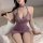 Purple lace chinese-style sheer silk qipao sleepwear featuring butterfly motifs and ties, perfect for plus-size vintage eroti...