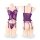 Purple lace lingerie set with corset, steel boning, and adjustable straps—front and back view on mannequin.