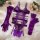 Purple lace lingerie set with sheer embroidered bra, panty, gloves, and garter belt. underwire push-up design for a passionat...