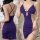 Purple lace sheer mesh camisole nightgown with floral embellishments, stretchy design for womens sexy sleepwear and intimate ...