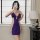 A woman takes a mirror selfie wearing a purple lace sheer mesh camisole nightgown, featuring floral patterns and a plunging n...