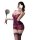 A woman poses with a microphone, wearing a purple lace sheer sexy sleep dress. the backless design features intricate pattern...