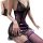 Purple lace sheer sleep dress featuring off-shoulder design, floral trim, and bodycon fit for women.