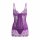 Purple lace sleep set with sheer mesh, featuring a seductive uniform-style design and delicate floral patterns.