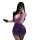 A woman poses with a phone, wearing a purple ol secretary lingerie set featuring a deep v neckline, sheer lace bodice, and a ...