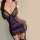 Purple plus size lace nightgown with sheer bodycon fit, adjustable straps, and sexy no-remove design for sleepwear.
