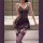 Purple plus size lace nightgown with sheer bodycon design, adjustable straps, and matching thigh-high stockings for a sexy lo...