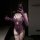 Woman in purple lace bodysuit with gloves, taking a mirror selfie.