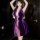 A woman wears a purple sensual hanfu lingerie set, featuring a sexy qipao design with push-up and busty-free elements, embody...