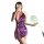 A woman poses with a mirror, wearing a purple silk-look sensual hanfu lingerie set. the outfit features a deep v-neckline and...