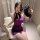 Sexy purple cheongsam lingerie featuring sheer velvet bodycon design with halter neck, elegant and daring nightwear.