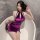 Sexy purple cheongsam lingerie featuring sheer velvet bodycon design with halter neck, perfect for nightwear.
