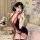 Elegant purple velvet cheongsam lingerie set with sheer backless design, perfect for effortless elegance.