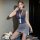 Woman modeling pxfs secretarial bodysuit skirt, air hostess uniform style lingerie, modest yet seductive outfit with lanyard ...
