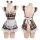 Qiaoduo schoolgirl maid costume - sexy lace trim split-back plaid dress cosplay outfit featuring ruffled details and playful ...