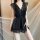 Qingran lace low-cut sleep set featuring ice silk satin cami with lace detailing and matching shorts, perfect for sexy elegan...
