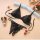 Black lace thong bra set with sheer open-crotch design, displayed with decorative cherries and a small doll.