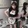 Qingran maid costume cosplay outfit - cute cat ear lolita servant dress for women, featuring a charming black and white desig...
