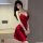 Elegant red satin slip dress with deep v-neckline, perfect for romantic evenings. includes matching nightwear for a complete ...