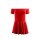 Red off-shoulder dress with scoop neckline, flared skirt design, perfect for evening wear or sleepwear.